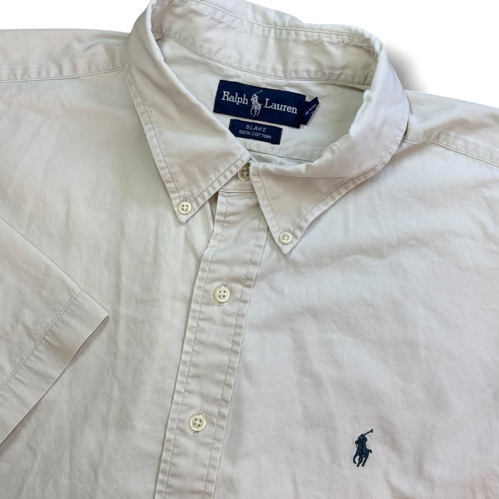 Ralph Lauren Button Down Mens XXL Light Tan Green Pony Blake Fit Cotton Shirt